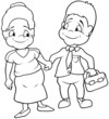 Aunt and Uncle - Black and White Cartoon illustration