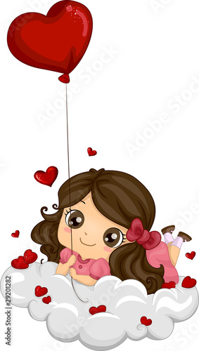 Vector: Girl Lying on Clouds Girl Lying on Clouds