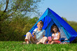 children in tent sunny day