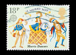 UK stamp featuring May Day festival morris dancers