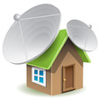 house with satellite dishes