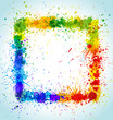 Color paint splashes square background. Gradient vector frame