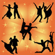 dancing couples silhouettes collection - vector