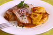 schweinebraten mit kartoffelgratin