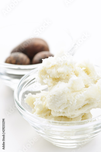 Photo: Shea butter and nuts in bowls Shea butter and nuts in bowls