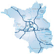 Bundesland Brandenburg mit Autobahnen