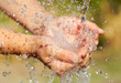 Woman's hands with water splash