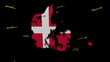 planes departing Denmark map flag animation