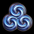 Illustration: Blue Triple Swirl over black Blue Triple Swirl over black