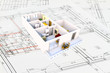 Apartment architecture plans with 3D building structure Apartment architecture plans with 3D building structure