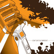 Conceptual modern banner with old microphone.