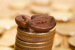 coins and coffee beans coins and coffee beans