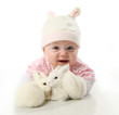 Baby and bunnies