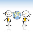 kids with globe
