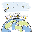 children friendship on top of the world