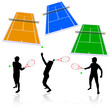 tennis players vector black silhouettes