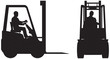 Forklift truck side and front silhouette