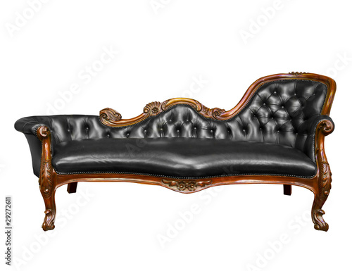 Photo: luxury black leather armchair isolated on white background luxury black leather armchair isolated on white background
