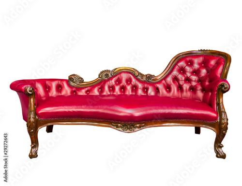Photo: luxury red leather armchair isolated on white background luxury red leather armchair isolated on white background