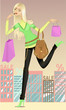Girl running shopping