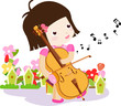 vector illustration, girl playing violin