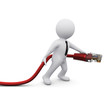 3D man connecting USB
