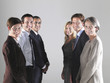 Two groups of businesspeople in two rows