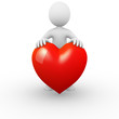 Man with a heart facing the camera