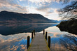 jetty over lake ullswater in cumbria