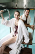Young couple in a swimming pool at a spa