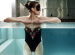 Woman portrait  in spa  swimming pool