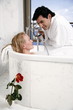 Couple enjoying bubble bath