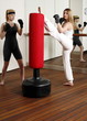 Advanced kicking exercises on the punching bag