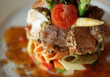 Stylized vegetable tuna pasta plate