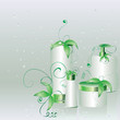 Set of cosmetic packs with green leaves