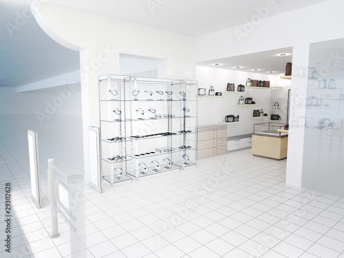 Illustration: negozio gioielli bijoux outlet rendering 3d negozio gioielli bijoux outlet rendering 3d