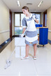 Girl cleaning floor