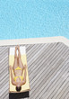 Woman sunbathing on deck outdoors