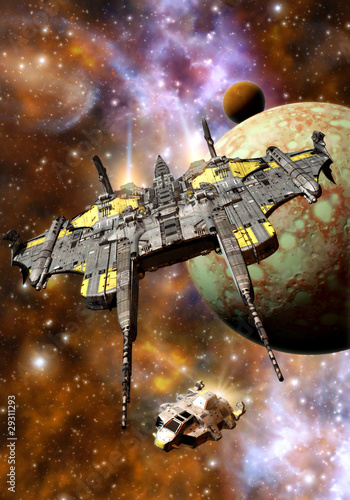 Illustration: spaceship and space pirates spaceship and space pirates