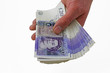 handing out sterling notes