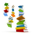 Colored books with clear cover falling in pile isolated on white Colored books with clear cover falling in pile isolated on white