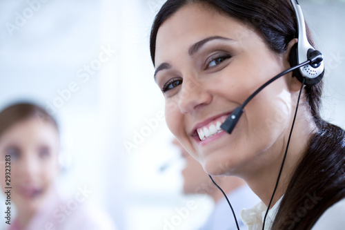 Photo: Girl in a call center Girl in a call center