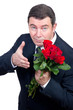 man with roses