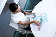 Woman counting her salary