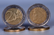 The obverse and reverse of coins of one euro The obverse and reverse of coins of one euro