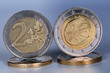 The obverse and reverse of coins of one euro The obverse and reverse of coins of one euro
