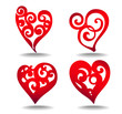 set of stylized hearts, vector illustration