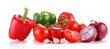 Composition with raw vegetables isolated on white