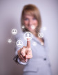 woman pressing social network icon woman pressing social network icon