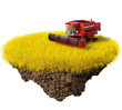 Agriculture: harvesting grain field on the little magic planet